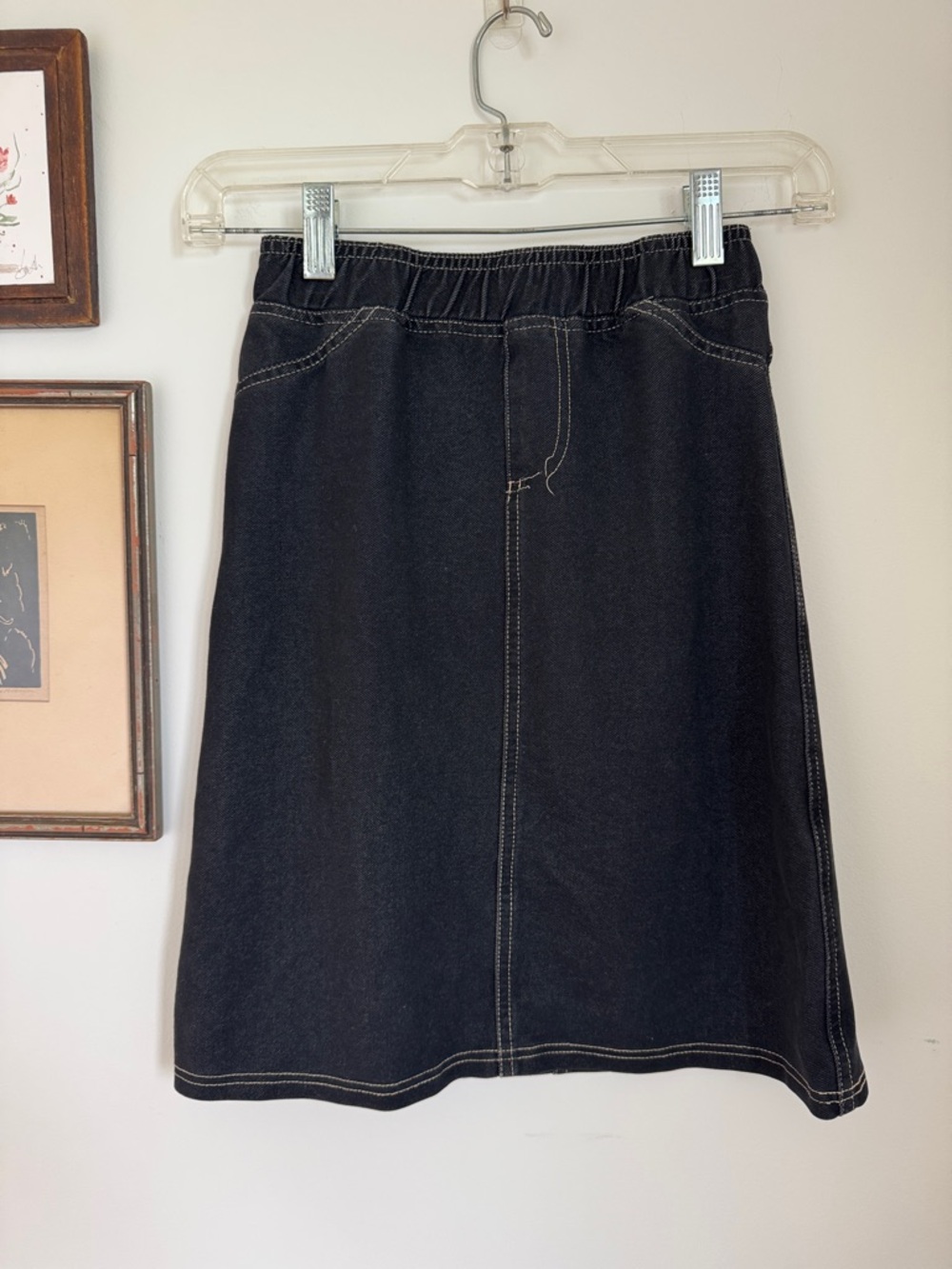 The Main Street Exchange Girls Black Denim A-Line Skirt Midi